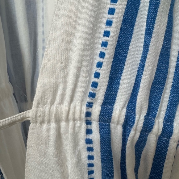 Lemlem LeLisa Deep V-Neck Stripe Maxi Dress Cover-Up White Eshe Blue - Picture 3 of 7